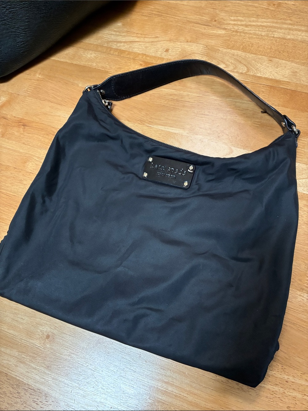 kate spade Black Nylon Shoulder Bag with Leather Strap